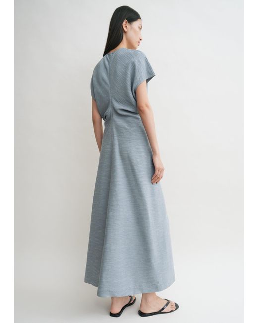 Totême Blue Slouch Waist Crinkled Dress