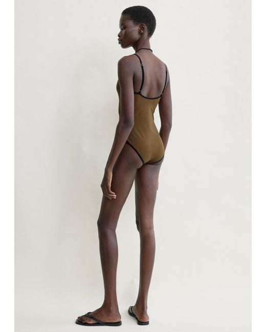 Totême  Natural Stripe Edge Swimsuit
