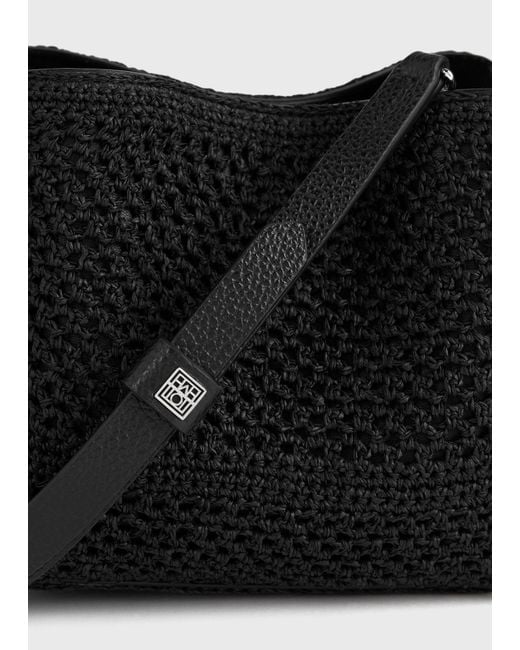 Totême Black Petite Crochet Bucket Bag