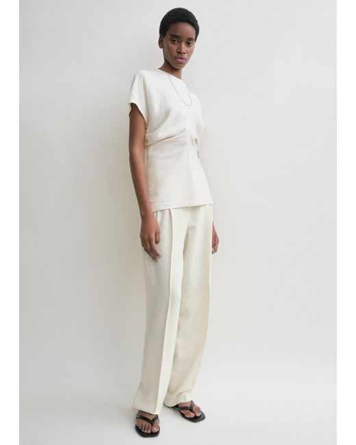 Totême White Slouch Waist Crinkled Top