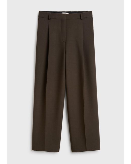Totême White Pleated Straight Trousers