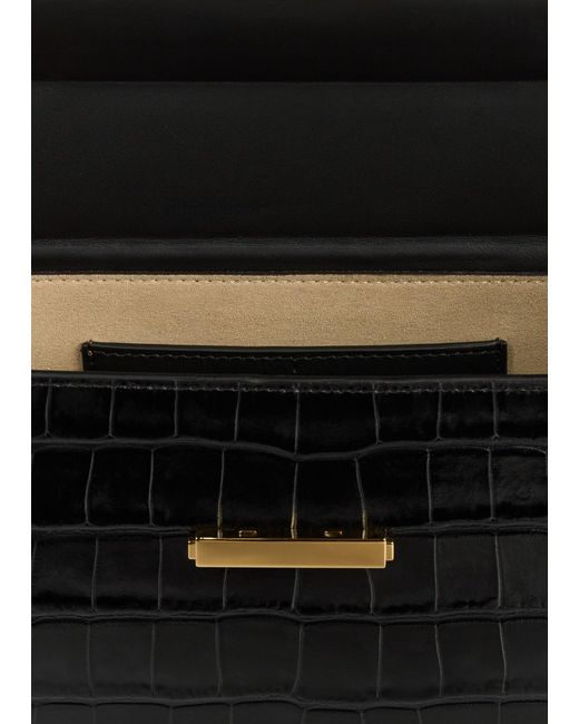 Totême Black Clip Croco-Embossed Clutch