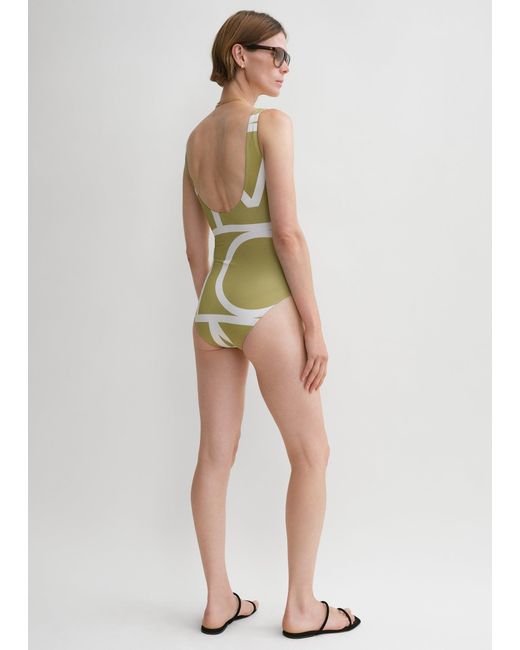 Totême White Monogram Swimsuit Melon/Ecru