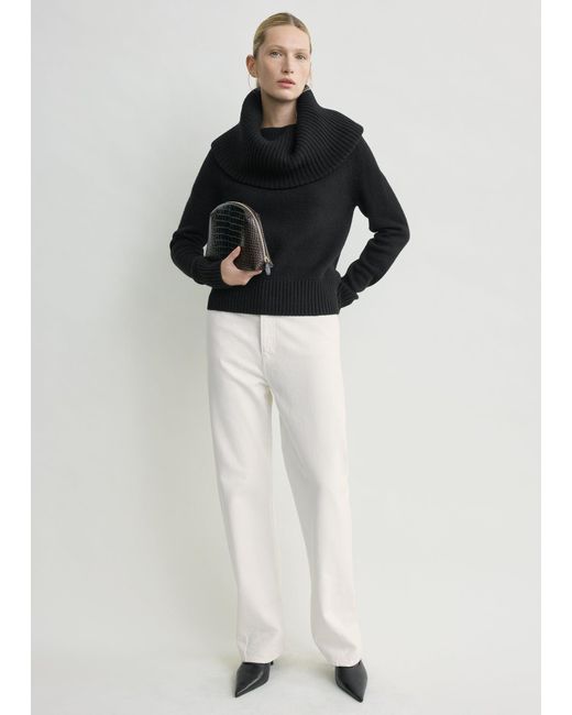 Totême  Black Funnel Wool Knit