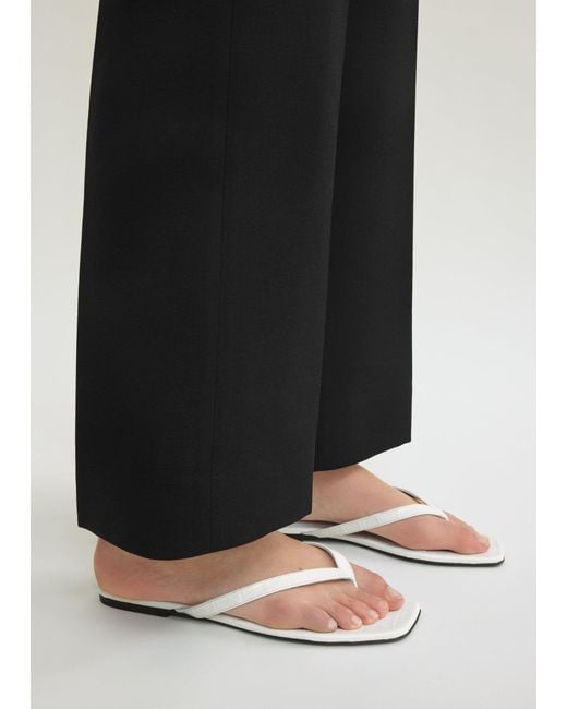 Totême  White Croco-Embossed Flip Flops