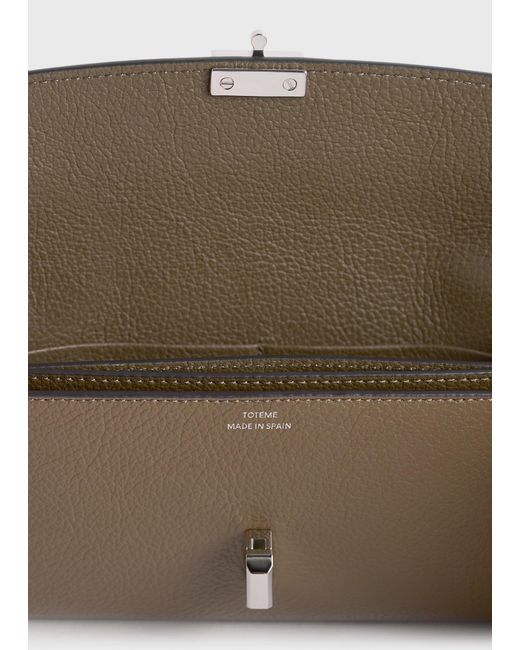 Totême Gray T-Lock Grained-Leather Wallet