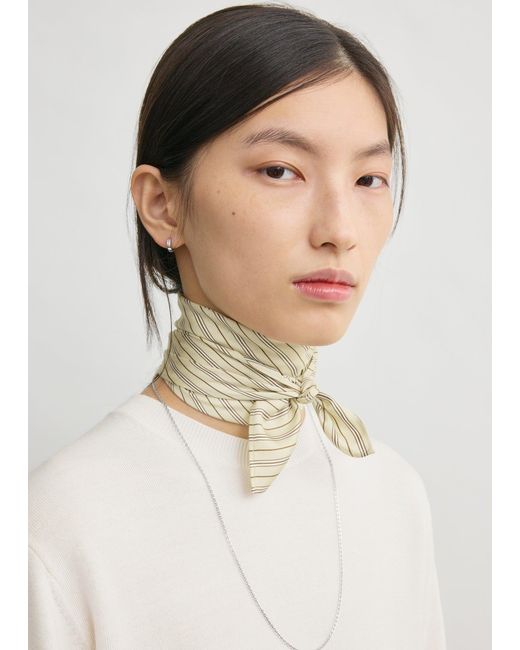 Totême Natural Striped Silk Scarf