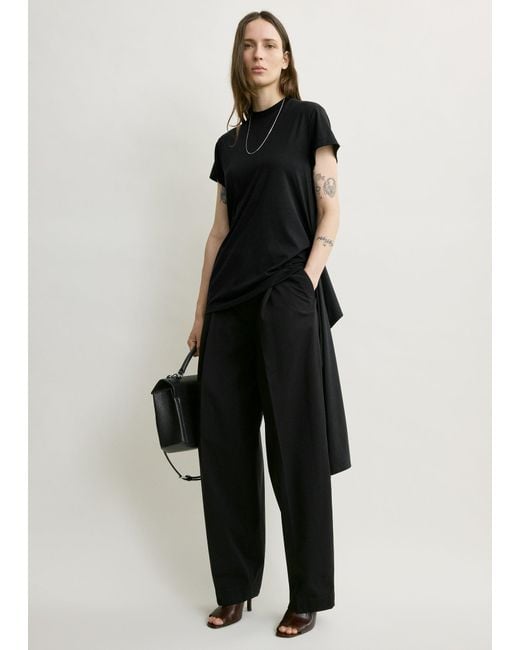 Totême Black Tie-Waist Jersey Top