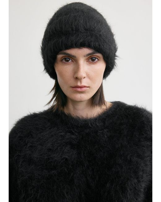 Totême Black Alpaca Knit Beanie