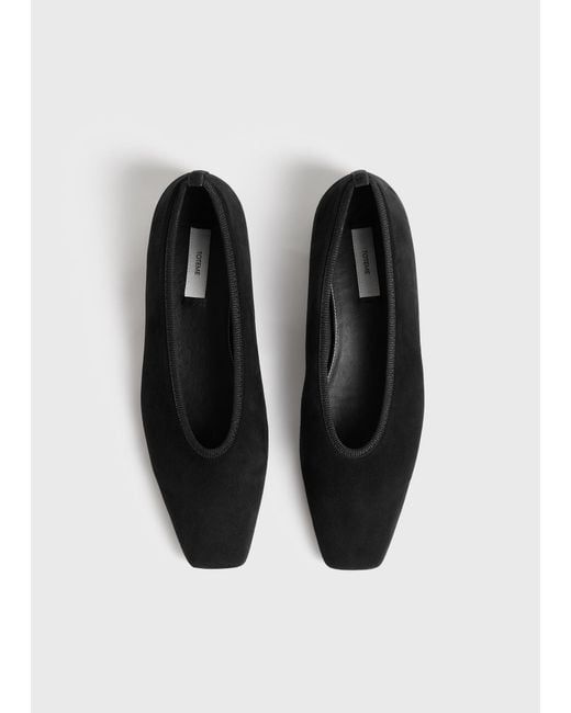 Totême White Minimalist Suede Ballerinas