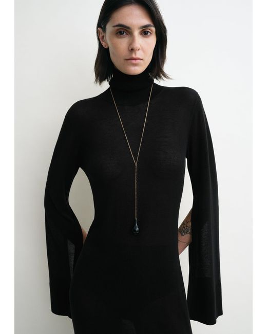 Totême  Black Slit Sleeve Knit Dress