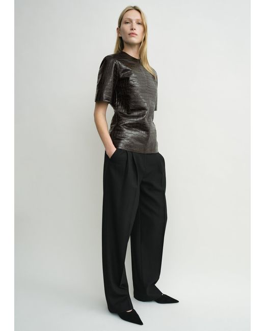 Totême Brown Croco-Embossed Tee