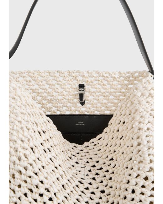 Totême White Medium Belted Paper Raffia Tote Ecru/Vanilla