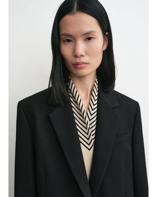 Totême Gray Centered Monogram Silk Scarf Crème
