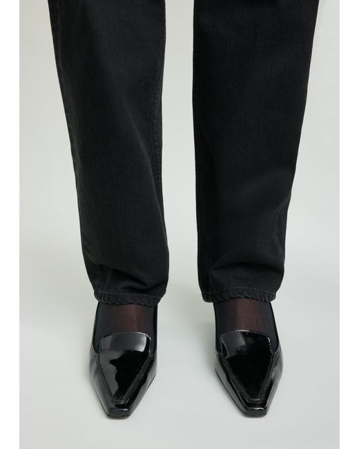 Totême White Patent Loafer Pumps