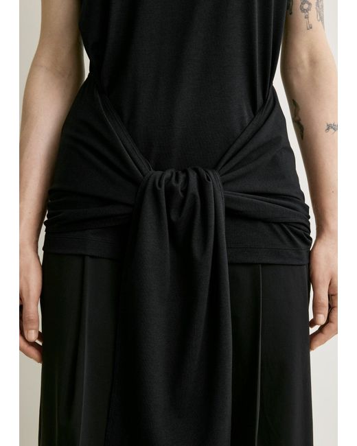 Totême Black Tie-Waist Jersey Top
