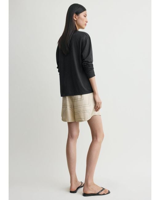 Totême Black Monogram Silk Pj Shorts Ivory