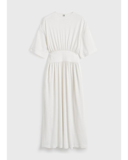 Totême White Cotton Silk Tee Dress