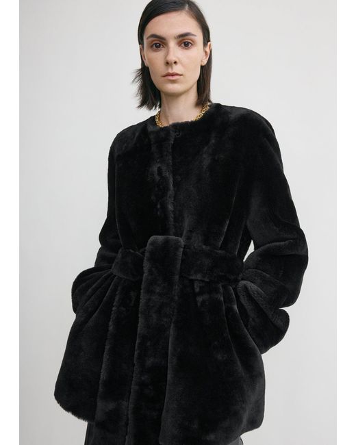 Totême Black Plush Shearling Jacket