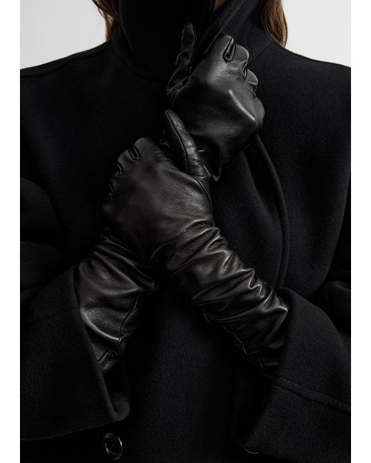 Totême Black Extra-Long Leather Gloves
