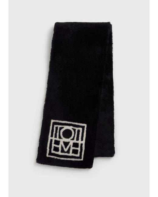 Totême  Black Monogram Shearling Scarf