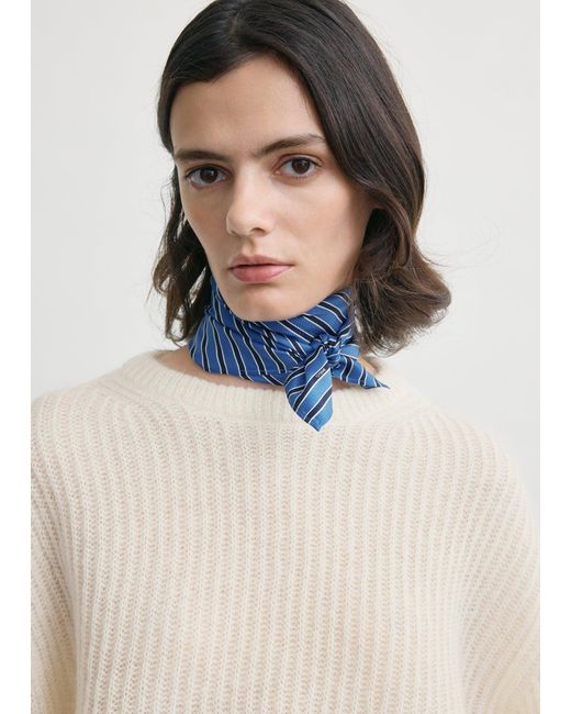 Totême Blue Striped Silk Scarf
