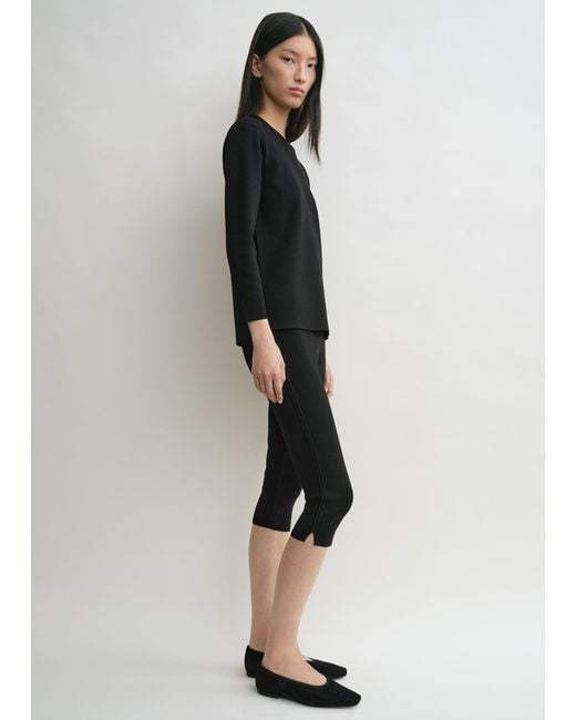 Totême Black Compact Knit Capri Trousers