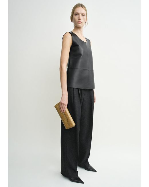 Totême  Black Scoop-Neck Leather Top