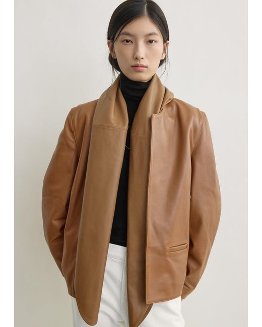 Totême Brown Big Leather Scarf