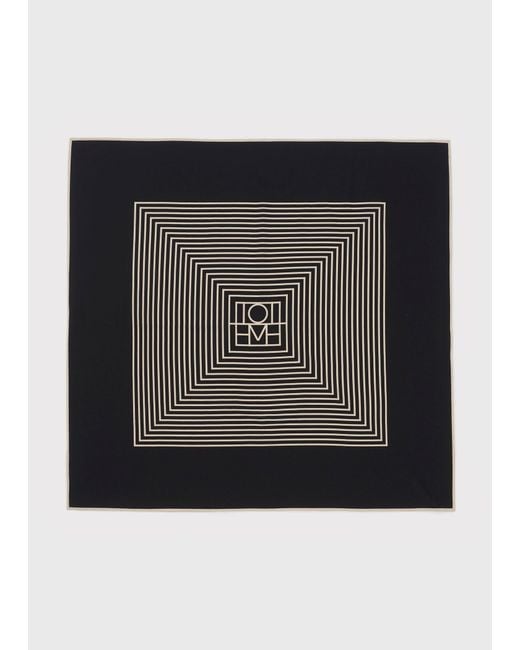 Totême  Black Centered Monogram Silk Scarf