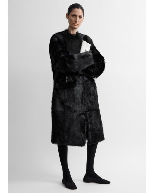 Totême Black Structured Shearling Coat
