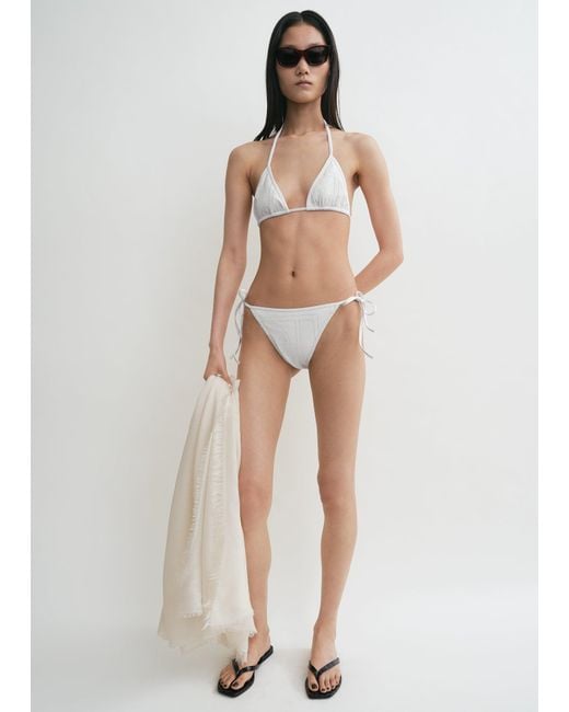 Totême White Monogram Pointelle Bikini Bottoms