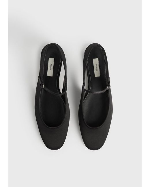 Totême White Slingback Satin Mary Janes