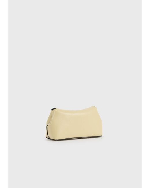 Totême White Mini T-Lock Leather Clutch