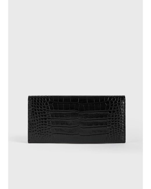 Totême Black T-Lock Croco-Embossed Wallet