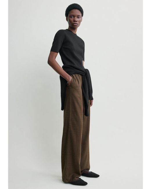 Totême  Brown Monogram Flannel Pj Bottoms