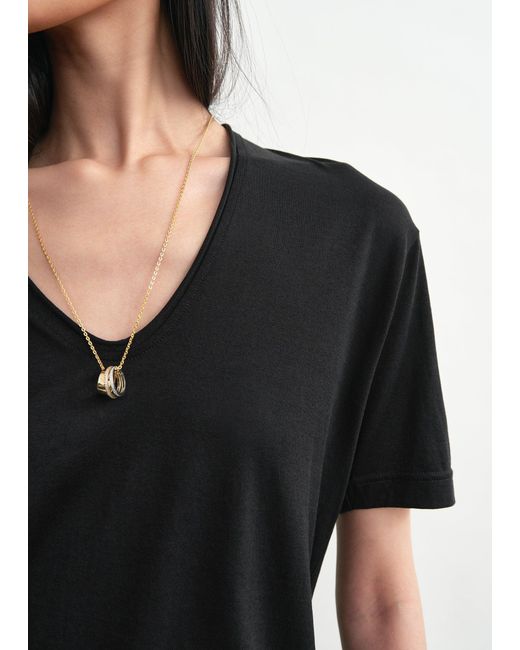 Totême Black Cotton Silk Tee