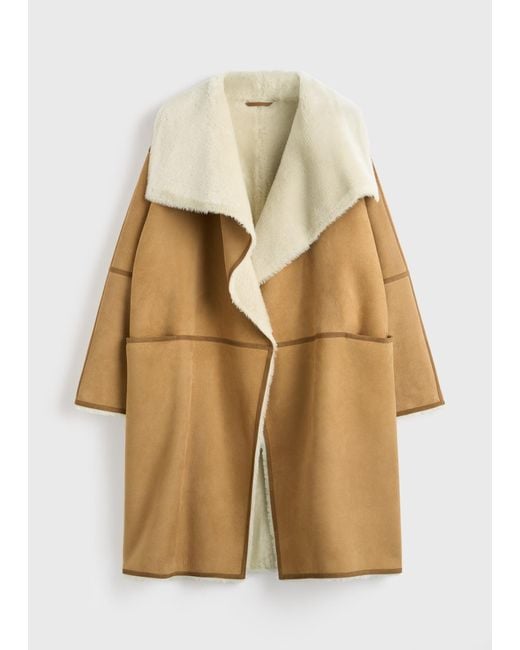 Totême Natural Draped Shearling Coat