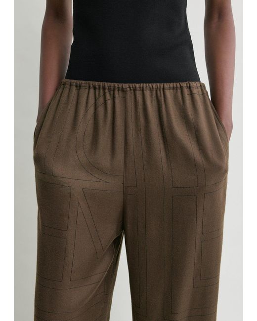 Totême  Brown Monogram Flannel Pj Bottoms