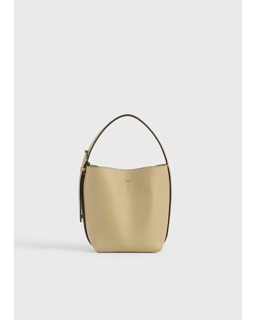 Totême Metallic Small Belted Grained-Leather Tote