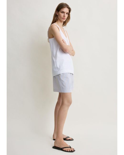Totême  White Striped Summer Shorts