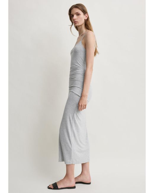 Totême  White Draped Slip Dress Pale Mélange