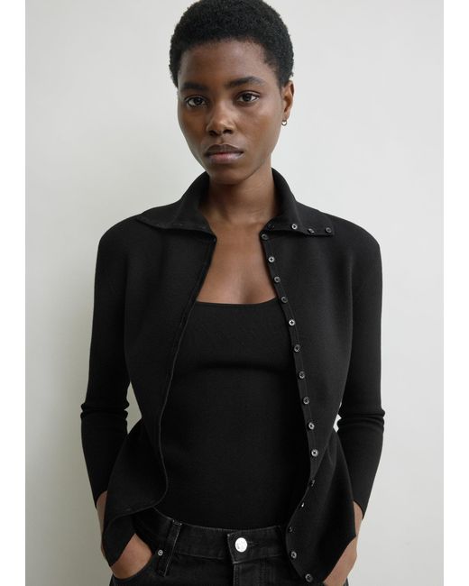 Totême Black Fitted Polo Cardigan