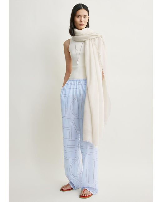 Totême White Monogram Cotton-Blend Pj Bottoms