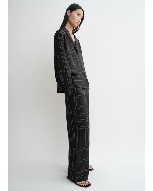 Totême Black Monogram Silk Pj Top