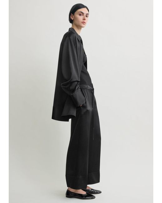 Totême  Black Satin Drawstring Trousers
