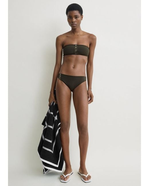 Totême White Ribbed Bikini Bottom