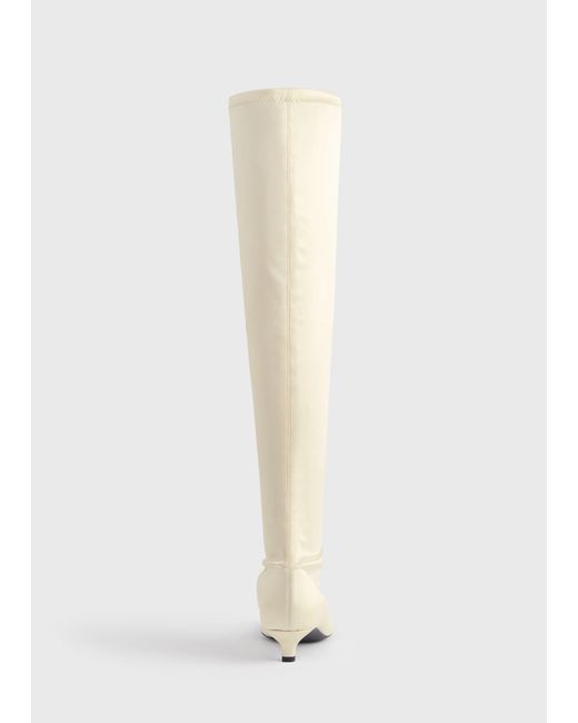 Totême  White Satin Knee-High Boots