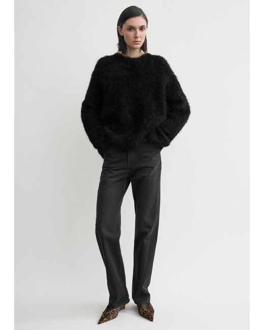 Totême Black Boxy Alpaca Knit