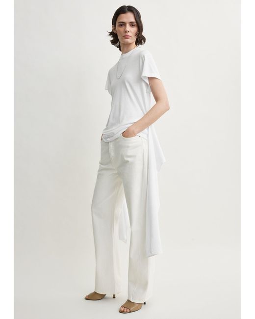 Totême White Tie-Waist Jersey Top